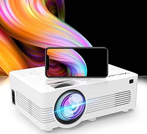 Outdoor Projector, Projector with WiFi and Bluetooth, 2024 Upgrade, 5G WiFi and Bluetooth , Mini Movie Projector 1080P Synchronize Smartphone Screen by WiFi/USB Cable for Home Entertainment