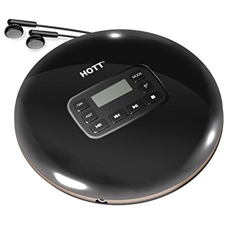 HOTT Portable CD Player with LCD Display, Shockproof Function Personal Compact Disc CD Walkman With Headphone Jack, Anti-Skip Protection And Power Adapter