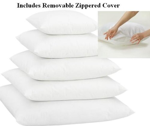 Multiple Sizes - Set of 2 - Poly Pillow Inserts with Zippered Cover- Premium Quality- 24x24- Exclusively by Blowout Bedding RN# 142035
