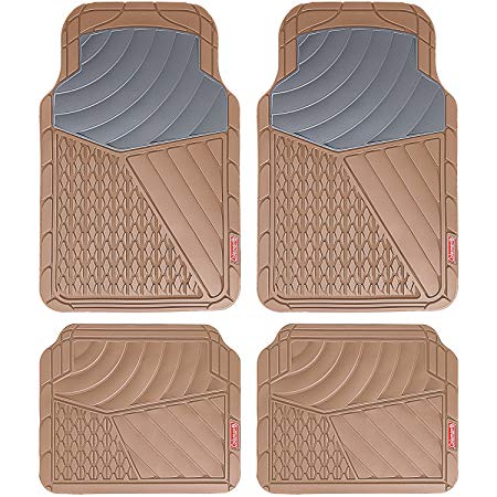 Coleman 4 Piece All-Weather Rubber Floor Mats – Premium Heavy Duty Full Set for Cars, Trucks, SUVs - Journeyman Class - Beige