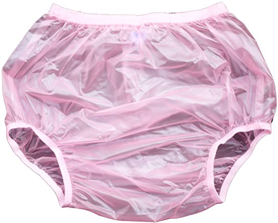 Haian Adult Incontinence Pull-on Plastic Pants PVC Pants 3 Pack (3X-Large, Transparent Pink)