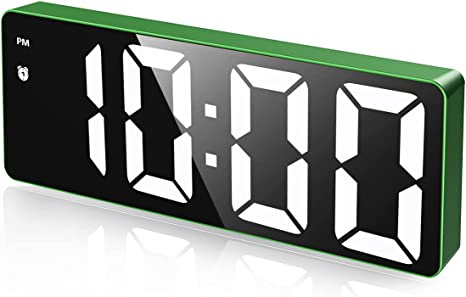 AMIR Digital Clock, Newest LED Clock for Bedroom, Electronic Desktop Clock with Temperature Display, Adjustable Brightness, Voice Control for Heavy Sleepers, 12/24H Display for Home, Bedroom, Office