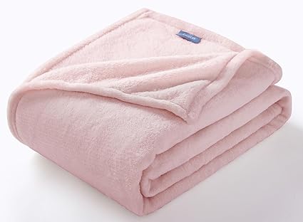 CozyLux Fleece Bed Twin Blanket Pink - 300GSM Soft Lightweight Cozy Plush Fuzzy Microfiber Flannel Blankets for Travel Camping Chair and Sofa, 60x80 inches