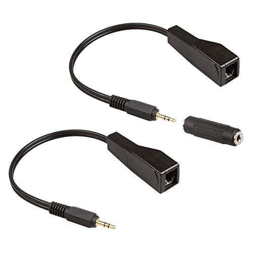 SHARPALIN 2 Pack Stereo 3.5mm to RJ45 Adapter for IR Repeater Kit or Extension Audio Over Cat5/6/7 (2x 3.5mm to RJ45 Kit)