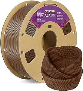 OVERTURE ASA Filament 1.75 mm, Spool 1 kg (2.2 lbs), Dimensional Accuracy  /- 0.03 mm, for 3D Printers (Brown)