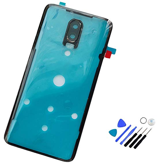 Ubrokeifixit Compatible Rear Panel Back Housing Cover Replacement with Camera Glass Lens Cover for Oneplus 6 1 6 A6000 A6003 LTE 4G 6.28"(NO Fingerprint-Cable) (Clear/Camera Lens)