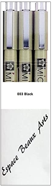 Sakura Pigma Micron 003 Black 3Pc Set Fine Tip Pen,Sakura Pigma Micron - Pigment Fineliners - 0.03mm - Black [Pack of 3]