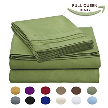 Luxury Egyptian Comfort Wrinkle Free 1800 Thread Count 6 Piece King Size Sheet Set, GREEN Color, 2 Bonus Pillowcases FREE!