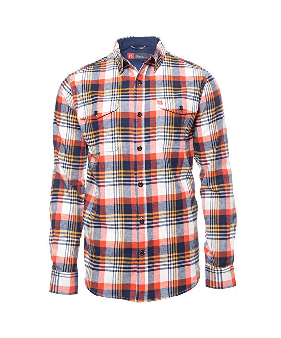 American Outdoorsman Men’s Long-Sleeve Flannel Shirt, Montana Cotton Button-Down Clothing/Apparel
