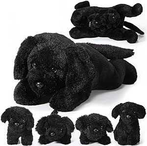 5 Pieces Dog Stuffed Animal Puppy Stuffed Animal 1 Big Mommy Dog with 4 Mini Baby Cute Soft Plush Dog Stuffed Dog with Puppies for Birthday Children's Party (Labrador)