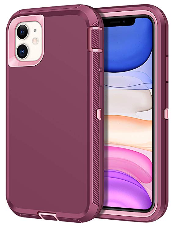 CHEERINGARY Case for iPhone 11 Case Protective Shockproof Heavy Duty Anti-Scratch Cover iPhone 11 Case for Men Women Full Body Protection Dust Proof Anti-Slip Cover for iPhone 11 6.1 inches Wine Red