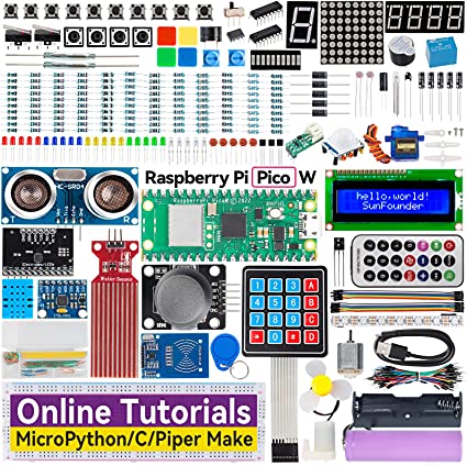 SunFounder Raspberry Pi Pico W Ultimate Starter Kit with Online Tutorials, 450  Items, 117 Projects, MicroPython, Piper Make and C/C   (Compatible with Arduino IDE)