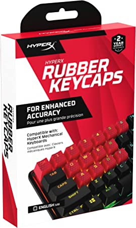 HyperX Rubber Keycaps – Gaming Accessory Kit, 19 Keys, English (US) Layout, Red (519T6AA#ABA)