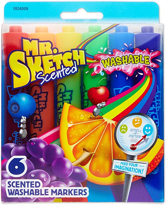 Mr. Sketch Scented Washable Markers, Chisel-Tip, Set of 6