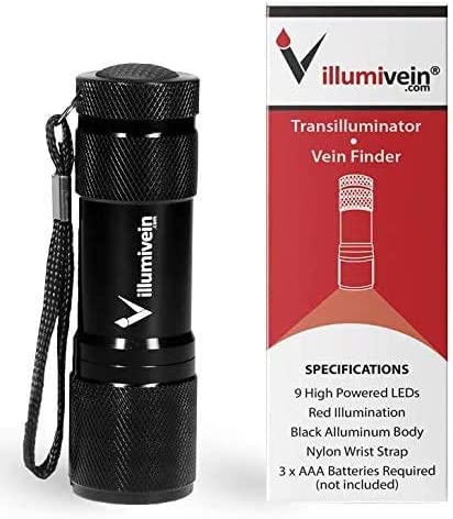 Illumivein® High Powered Red LED Flashlight Torch Transilluminator Vein Finder