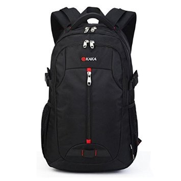 KAKA Waterproof Laptop Computer Backpack- Fits Up To 17-Inch Laptops Daypack Ourdoor Gym Travel Camping College School Book Bag for Men and Women Black