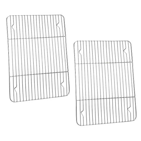 P&P CHEF Cooking Rack Pack of 2, Stainless Steel Cooking Cooling Baking Roasting Grilling Drying Rack, Rectangle 11.6'' x 9'' x0.6'', Oven & Dishwasher Safe