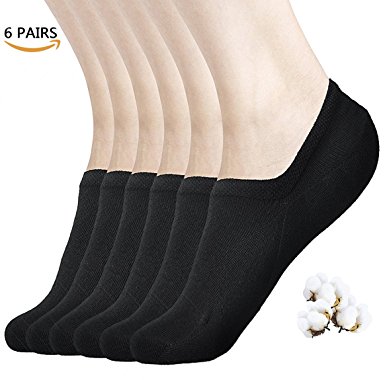 Womens No Show Socks with Antibacterial, Non Slip Flat Boat Line Low Cut Socks ( 6 Packs )