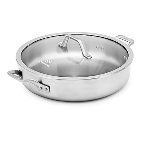 Calphalon 1948239 Signature Stainless Steel Covered Sautee, 5 quart, Silver