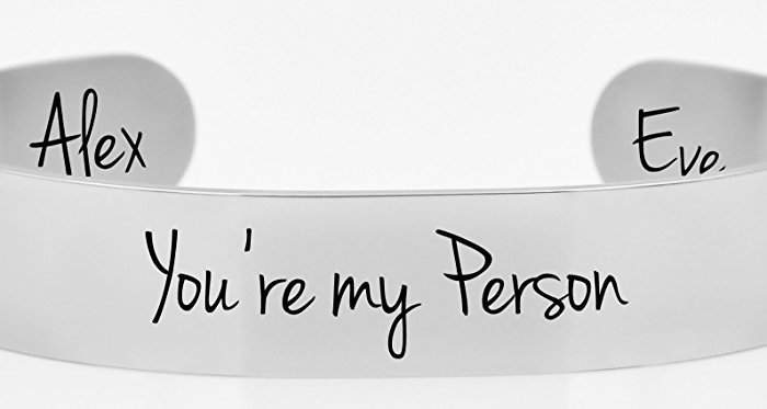You're my Person, bracelet - inspirational bracelet - stainless cuff, Quote Jewelry, Gift for Her, faith,