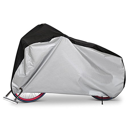 Olycism Bike Cover Bicycle Cover Bike rain cover waterproof Dust Rain Cover Wind Proof Anti sun Anti wrinkle Indoor Outdoor Protection Enlarge with Lock-hole-Sliver &Black