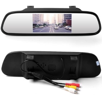 Intsun 5 inch Screen Car Vehicle Rearview Mirror Monitor for DVDVCRCar Reverse CameraDC 12V  PAL  NTSC  2 Ways Video Inputs 5 inch
