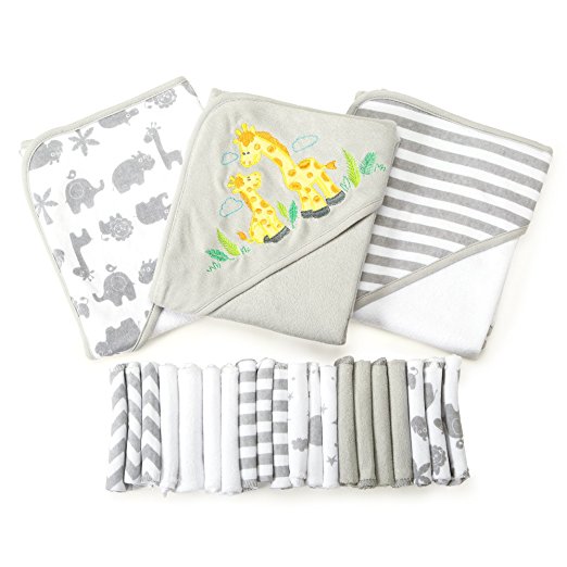 Spasilk 23-Piece Essential Baby Bath Gift Set, Grey