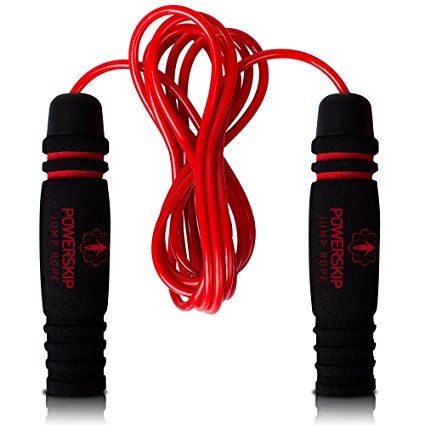 PowerSkip Jump Rope - Skipping Rope with Memory Foam Handles and Weighted Speed Cable
