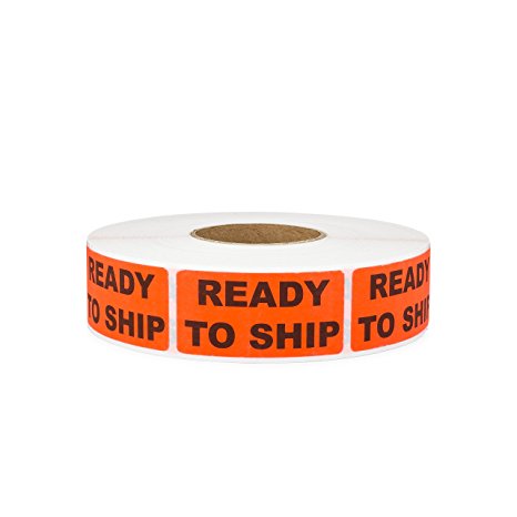 Saurus Brands Ready To Ship Labels, 1" x 2", 1,000 Per Roll, Red