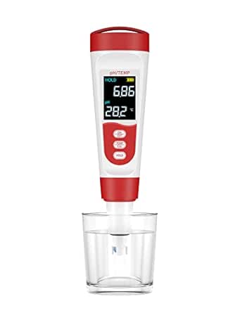 meross PH Meter, Digital PH Meter for Water Hydroponics with ATC, IP67 PH/Temp 2 in 1 Tester Pen with 0-14 PH Measurement Range, 0.01PH High Accuracy Mini Pen for Pool, Drinking Water