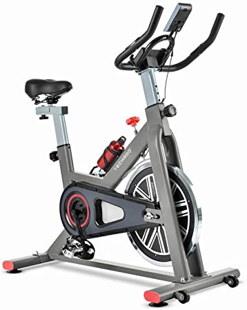 TECHMOO Indoor Exercise Bike Fitness Bicycle Upright Cycling Exercise Bike Magnetic Resistance Belt Drive Home Exercise Indoor Stationary Bike for Cardio Workout Losing Weight