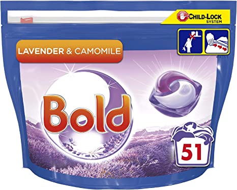 Bold All-in-1 Pods Washing Liquid Laundry Detergent Tablets/Capsules, 51 Washes, Lavender and Camomile