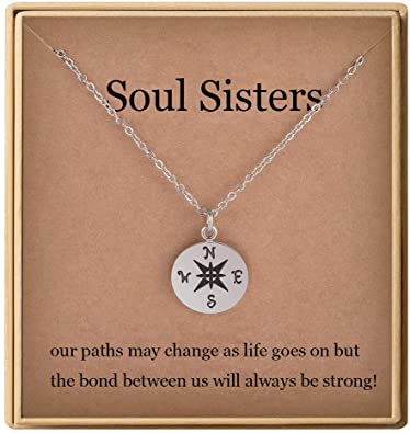 Lcherry Soul Sister Gifts Necklace Delicate Compass Pendant Necklace for Women