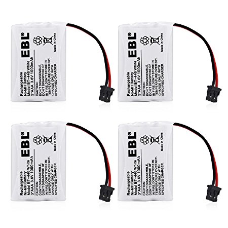 EBL 4 Pack BT-446 1000mAh Rechargeable Cordless Phone Battery for Uniden BT-446 BT446, BP-446 BP446, BT-1005 BT1005, TRU9460, TRU9465, TRU9480, TCX-800