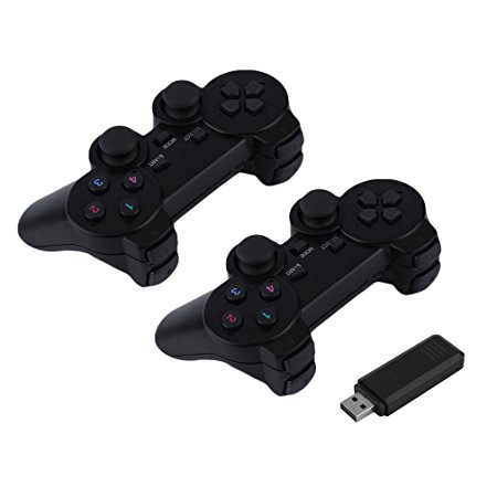 YKS 2 Pack 2.4GHz Vibrative Feedback Wireless Game Controller Gamepad Joystick Joypad for PC Computer Laptop