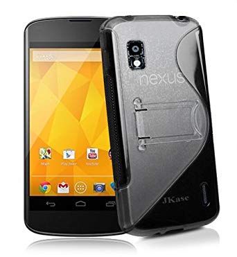 JKase Premium Quality LG Google Nexus 4 E960 DUOBLO TPU Hard Stand Case Cover - Retail Packaging - Black