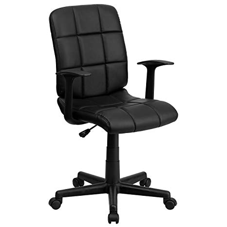 Flash Furniture Mid-Back Black Quilted Vinyl Swivel Task Chair with Arms