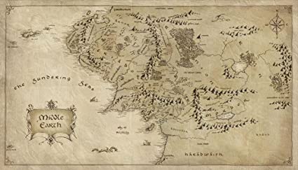 bribase shop Map of Middle Earth The Lord of The Rings Nice Silk Fabric Cloth Wall Poster Print (51x32inch)