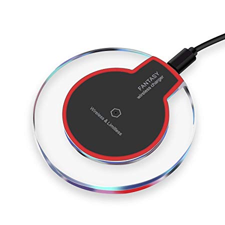 [2019 Upgraded] Fast Wireless Charger, Qi Wireless Charger Pad Compatible Apple iPhone X iPhone 8/8 Plus Samsung Note 8 S8/S8 Plus/S7/S7 Edge/S6 Universal Wireless Charger Stand (Red&Black, Standard)