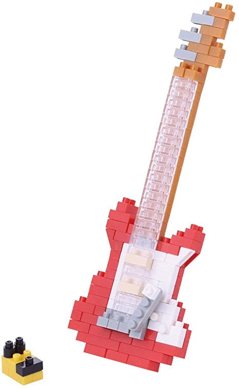 KAWADA NanoBlock - NBC-171 - Electric Guitar Micro Block Miniature Collection Puzzle (160 Piece), Red