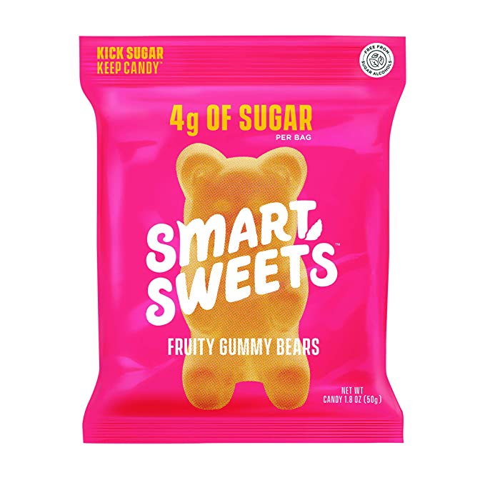 SmartSweets Fruity Gummy Bears, Candy with Low Sugar (4g), Low Calorie, Free From Sugar Alcohols, No Artificial Colors or Sweeteners. Pack of 6, New Juicy Recipe