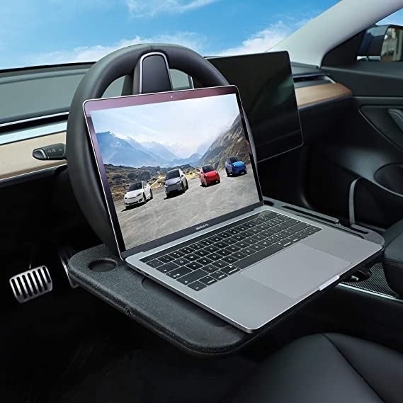 BASENOR Tesla Model 3 Model Y Eating/Laptop Steering Wheel Desk Black