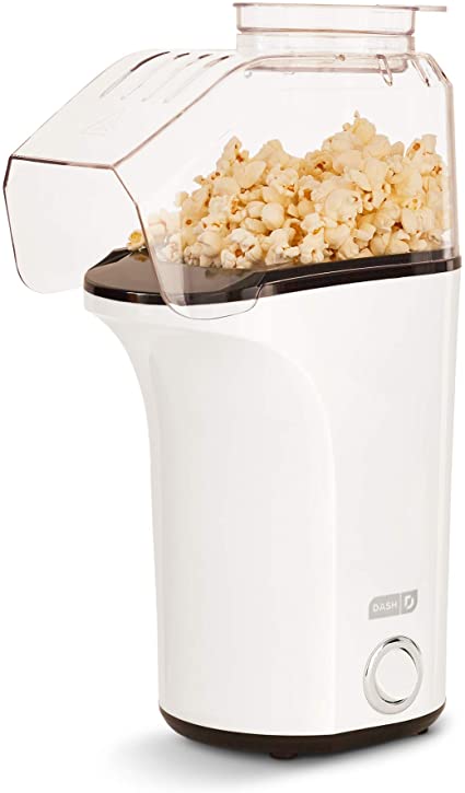 DASH DAPP150V2WH04 Hot Air Popcorn Popper Maker with Measuring Cup to Portion Popping Corn Kernels   Melt Butter, 16, White