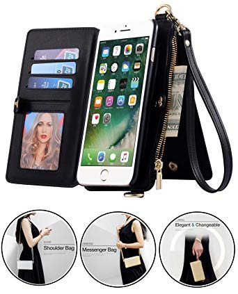 SINIANL Case for iPhone 6 6S 7 8 X Plus S8 Leather Wallet Case With Card Holder