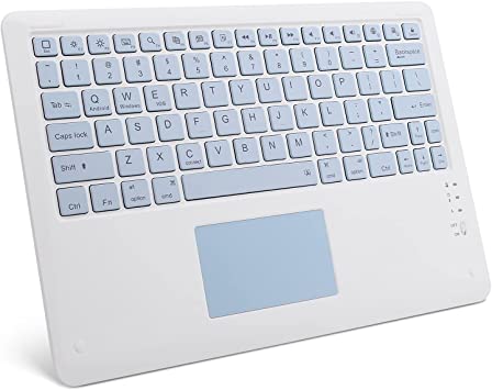 GOOJODOQ Touchpad Bluetooth Keyboard,Ultra-Slim Portable Bluetooth 3.0 Wireless Keyboard Applied To IOS(13 or above)/Android Tablets Smartphones(Blue)