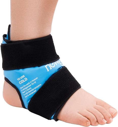 NEWGO Ankle Ice Pack for Injuries, Plantar Fasciitis, Foot Pain Relief, Gel Cold Packs for Ankle Injuries Reusable, Hot Cold Compress Therapy for Achilles Tendonitis, Sprained Ankles - Light Blue