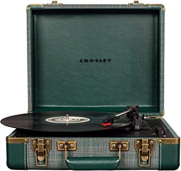 Crosley CR6019D-PNE Executive Vintage Bluetooth 3-Speed Portable Suitcase Turntable with USB