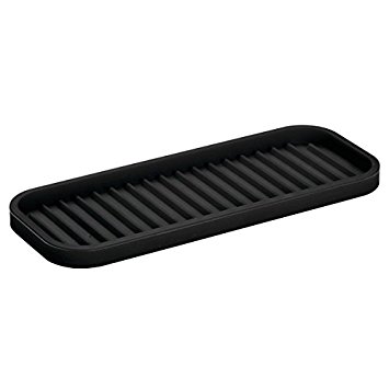 InterDesign Lineo Silicone Kitchen Sink Tray for Sponges; Scrubbers; Soap - Black