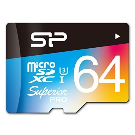 Silicon Power 64GB MicroSDXC UHS-1U3 9080 MBs Superior Pro Memory Card with Adaptor SP064GBSTXDU3V20SP
