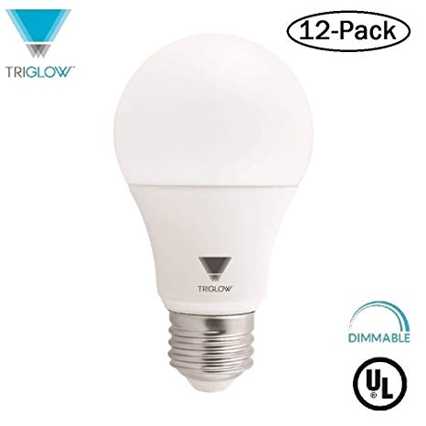 Triangle Bulbs LED Dimmable 60 Watt Equivalent Warm White A19 Light Bulbs (Deco White, 12-Pack)